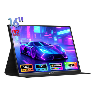 Zeuslap Monitor portátil para Juegos de 16'' 144Hz, Monitor portátil con Soporte FHD y 66% sRGB 1920x1200P con HDR Segunda Pantalla Externa para portátil, PC, PS5, Mac, Xbox, Switch - P16 Ultra | Meses sin interés