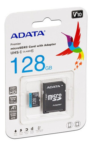 Memoria Adata Microsdxc Uhs-1 U1 De 128 Gb, Clase 10.