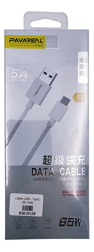Pavareal Dc152 Cable Carga Rapida Usb A Tipo-c 5a 65w Blanco