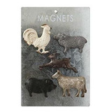 Creative Co-op Pewter Card (set Of 5 Styles) Animal Magnets,
