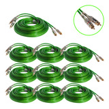 10 Cabos Rca Blindado Technoise Series 400 Pro Verde 5 Mt