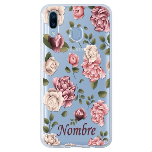 Funda Galaxy Flores Personalizada Con Tu Nombre