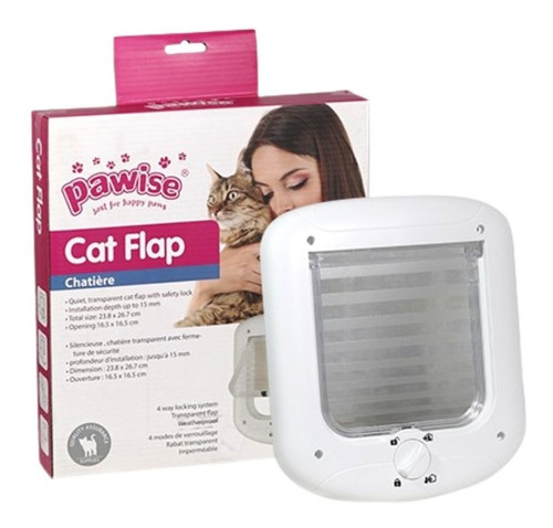 Pawise Puerta Abatible Para Gatos 24x27cm / Color Blanco L&h