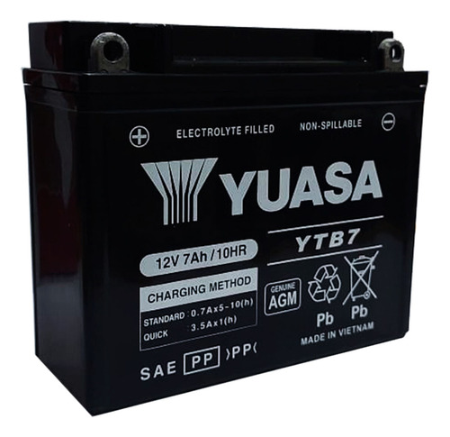 Batería Moto Yuasa Ytb7 Compatible  Con Modelo  Yb7b-b Yuasa