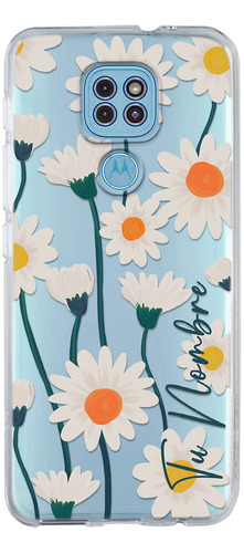 Funda Para Motorola Para Mujer Flores Margaritas Con Nombre