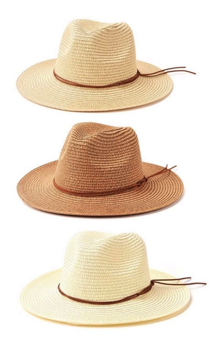 Sombrero Cowboy Estilo Panamá Cinta Gamuza 58cm Unisex 31589