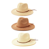Sombrero Cowboy Estilo Panamá Cinta Gamuza 58cm Unisex 31589