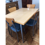 Juego Comedor Simet Mesa + 4 Sillas Caño Y Melamina Haya