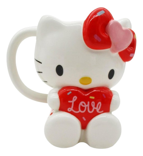 Hello Kitty Sanrio 3d Sculpted Ceramic Love Heart Mug Taza