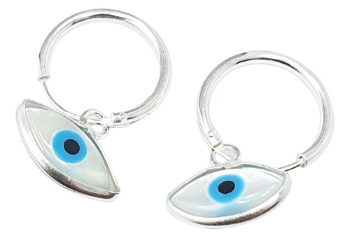 Aros De Plata 925 Ojos Turco 10 Mm Cubanos Argollas Joyas