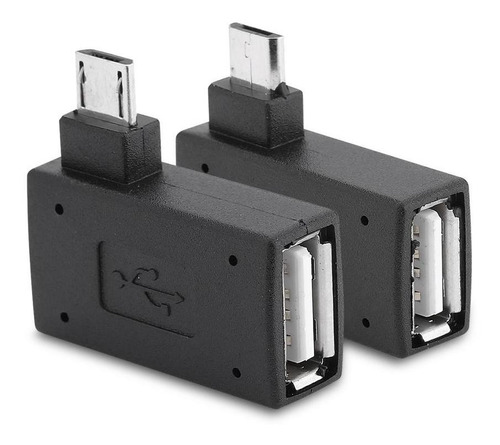 2pcs Usb 2.0 Fêmea Para Macho Micro Otg Adaptador 90 Graus 