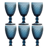 Conjunto 6 Taças De Água Bico De Abacaxi Azul 325 Ml - Lyor