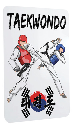 Quadro Metal Taekwondo Lutadores Arte Coreia