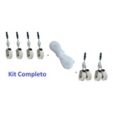 Kit Varal De Teto Corda 20m+roldanas Carretilha 4,5cm Grande