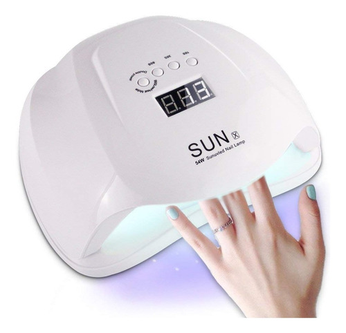 Seca Uñas Lampara Uv- Led Sun Secado Rapido 54 W Blanco