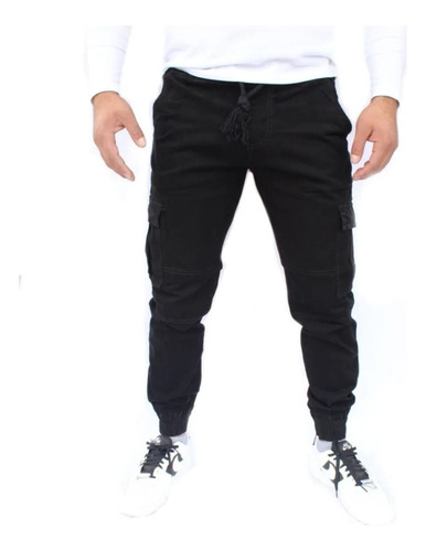 Pantalon De Hombre Con Resortes Casual Negro 