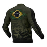 Camisa Manga Longa Dry Fit Proteção Uv50+ Bandeira Do Brasil