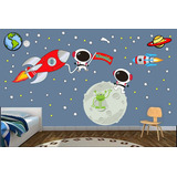 Vinil Niños Cohete Espacio Luna Astronautas Calcamonias