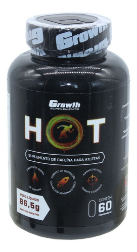 Cafeina Hot Termogenico Growth 60 Capsulas Suplemento Treino