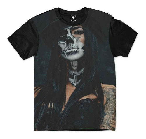 Camiseta Girl Caveira Mexicana Dia Dos Mortos Moda Skull Sex