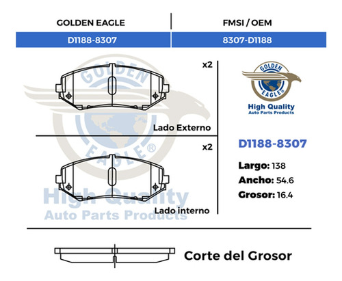 Pastilla De Freno Delantera Grand Vitara Xl7 2007-2008 8307 Foto 2