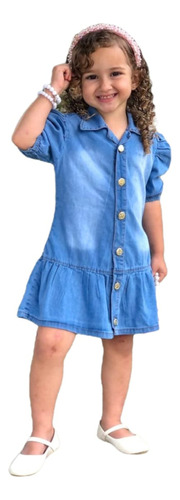 Vestido Infantil Jeans Blogueirinha Costas Coração Até Tm 12