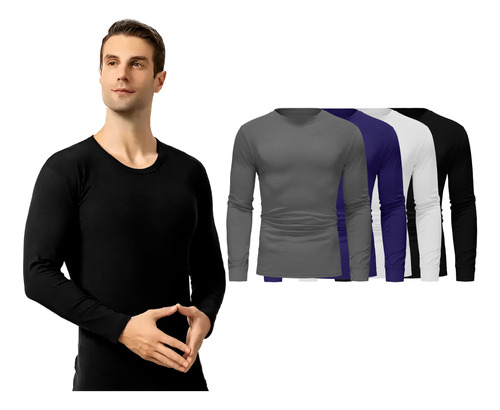 Pack 9 Polera Termica Polar Bamboo Hombre Primera Capa Bambu