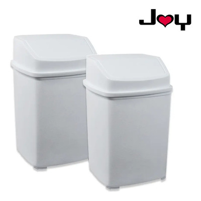 2 Botes De Basura JOY Tapa Balancín 15 Lts. Color Blanco | Envío gratis