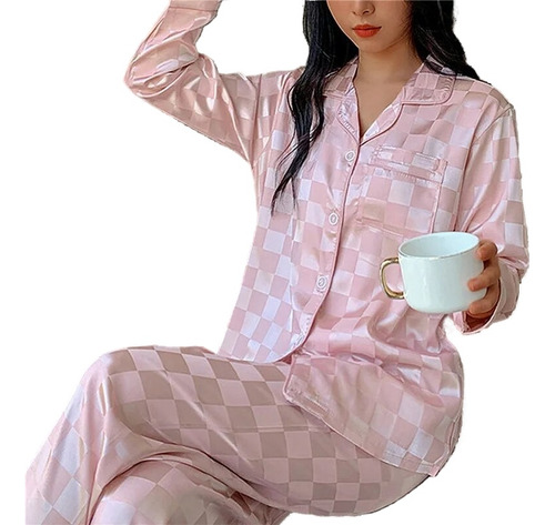 Conjunto De Pijamas De Seda Satinada Para Mujer, Individual