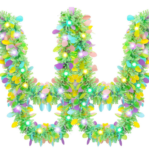 12 Pcs 78.8 Ft Easter Garland With Lights Easter Tinsel...