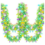 12 Pcs 78.8 Ft Easter Garland With Lights Easter Tinsel...