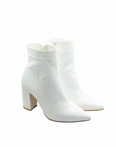 Botas Mujer Puntal Blanco Textura Croco