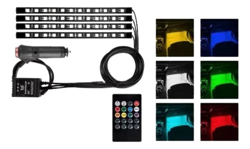 Luz Led Interior Auto Audioritmica Multicolores 20cm