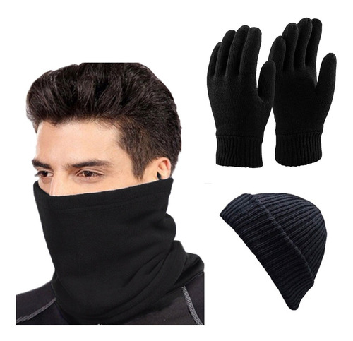 Tapabocas - Gorro Guantes Cuello Lavable Fleece Combo X 3 