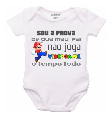 Body Bebê Infantil Papai Não Joga Video Game Super Mário