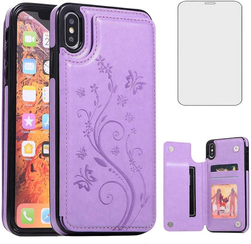 Funda Violeta Para iPhone XS Max Con Protector De Pantalla