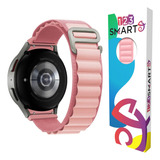 Pulseira De Nylon Alpinista Presilha Ridge 20mm Marca 123smart Compativel Com Samsung Galaxy Watch 4 5 6 40mm 42mm 43mm 44mm 45mm 46mm 47mm - Cor Rosa