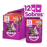 Whiskas Alimento Húmedo Sobrecito Gato Carne Salsa 12 Un