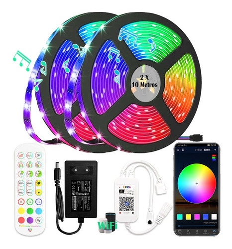 Fita Led 20m Rgb Wifi Controle A Luz Pelo Celular