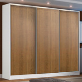 Guarda Roupa Casal Mdf Madesa Zurique 3 Portas De Correr Bru Cor Branco/rustic Xc10639b