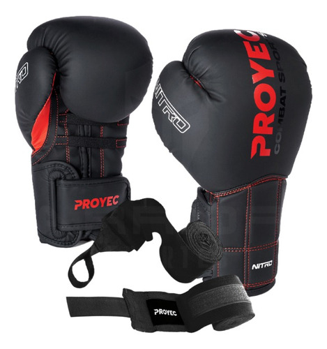 Kit Boxeo Entrenamiento Guantes + Par De Vendas Proyec