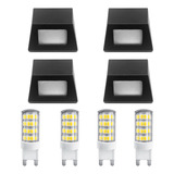 Aplique X4 Pared Aluminio Negro Exterior + G9 Led Cálida 6w