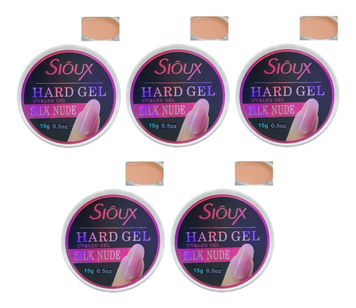 Kit 5 Geis Sioux Hard 15g Uv Led Alongamento Unhas Acrigel