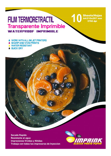 Papel Termoretractil Transparente Imprimible A4/10 Hojas