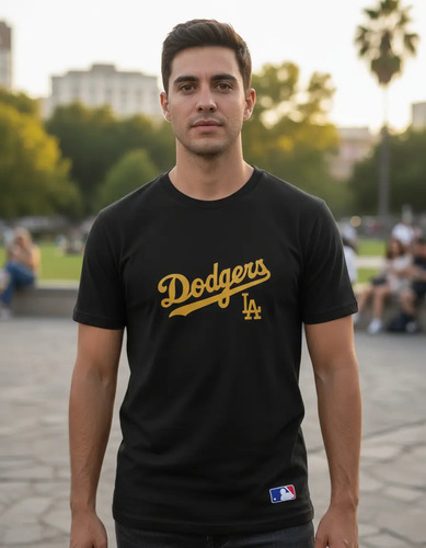 Playera Dodgers De Los Angeles Beisbol Mlb Negro Dorado