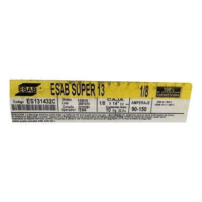 Electrodo Esab 6013 En 1\u002F8 Super 13 Caja 10 Kilos. Punta Blanco | Meses sin interés