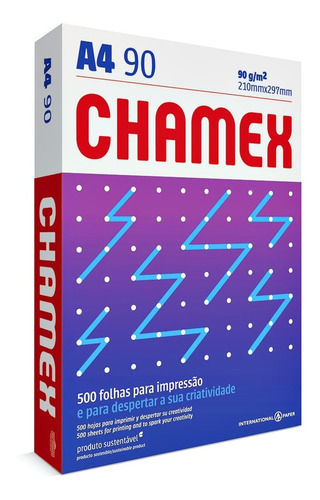 Papel A4 Sulfite Chamex Office 90g 210x297 Resma 500 Folhas