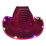 Sombrero Cowboy Cowgirl Led Vaquero Lentejuelas Luminoso X 1