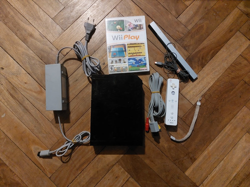 Wii Consola Nintendo Negra Completa Con Mote Y Jueg Wii Play