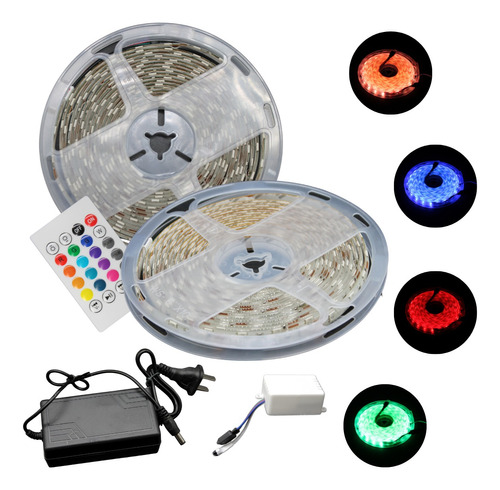 Super Tira Led Rgb Multicolor Completa 5 Mts 127v 5050 Hd